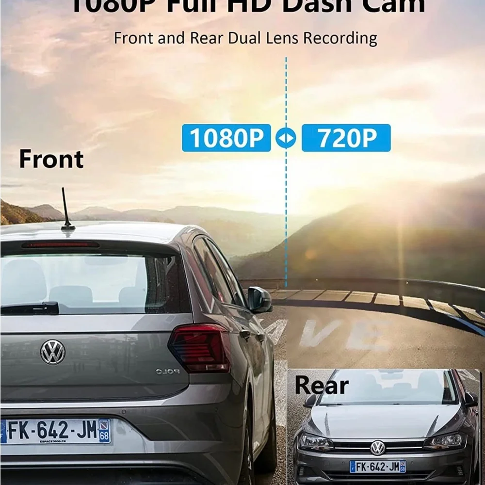 Dash Cam Front and Rear,Dashcams for Car with SD Card,1080P